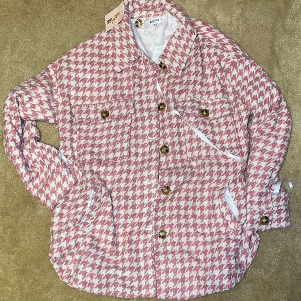 Pink and White Houndstooth Jacket